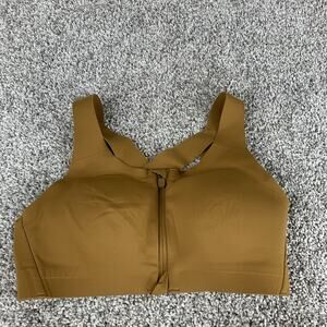 Lululemon Enlite Bra Womens 32C Brown High Impact Zip Front Crisscross Athletic